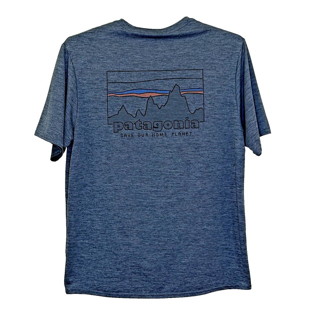 Patagonia Lightweight T-Shirt Mens Medium Dark Gray Graphic Print Short Sleeve